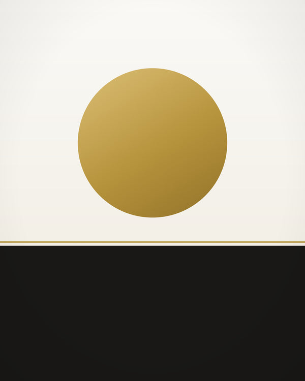 Solstice — a gold disc above a dark horizon